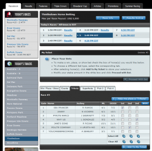 Bovada Racebook Exotics Screenshot